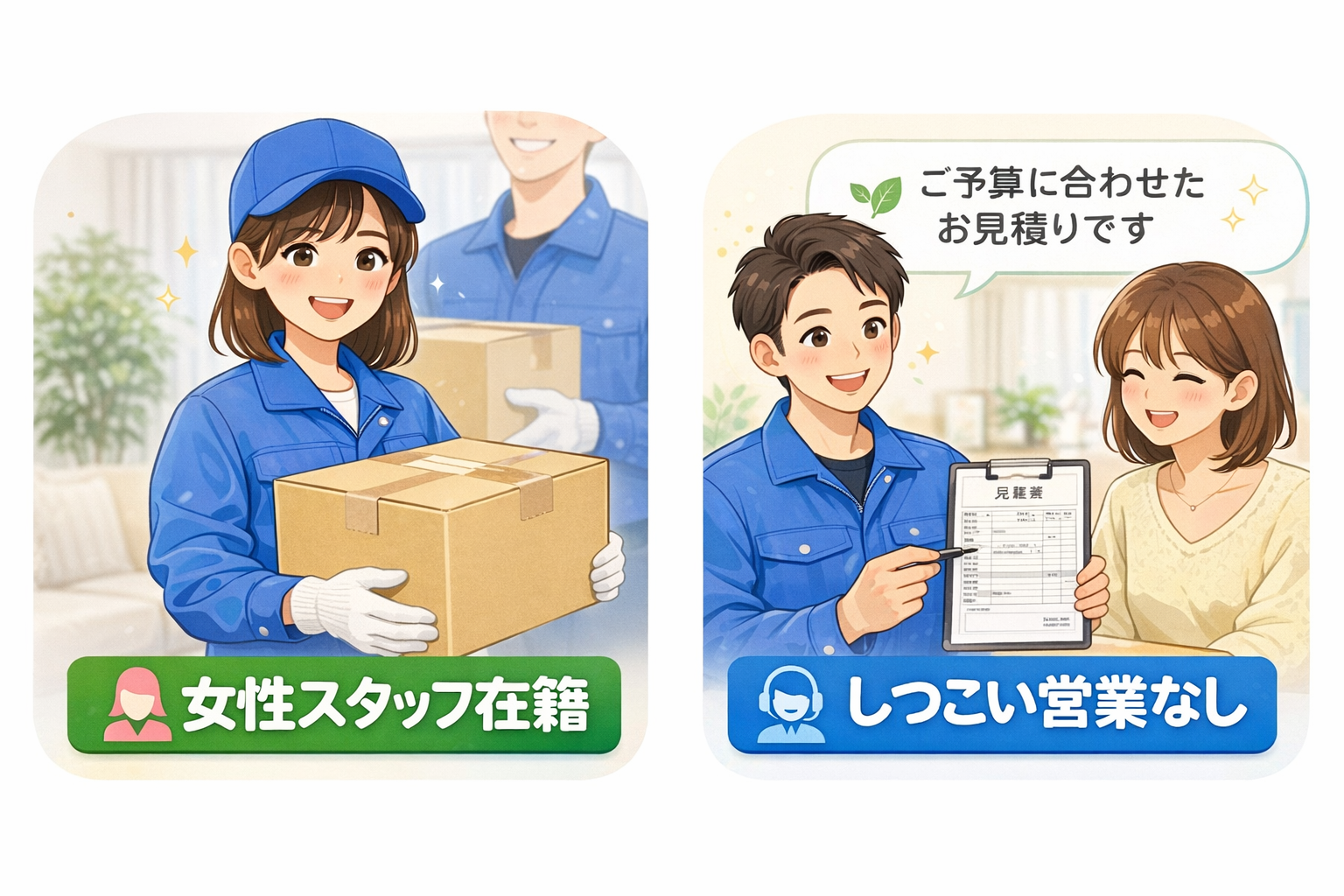 女性スタッフ在籍・しつこい営業なし・安心して相談できる不用品回収サービス